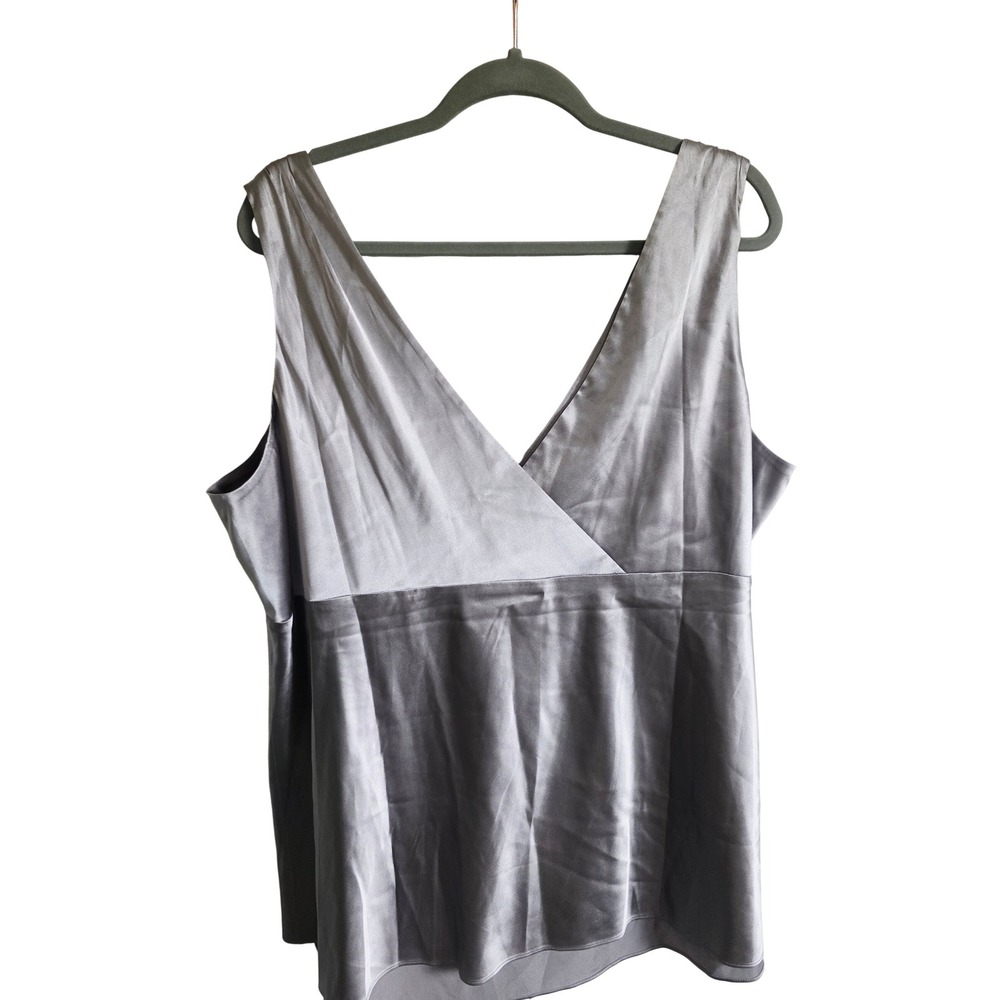 INC International Concepts 24W Pewter Silk Blend Surplice V-Neck Tank Top 3X NWT - Picture 6 of 12